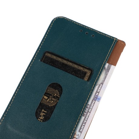 Кожаный чехол-книжка KHAZNEH Nappa Top Layer на Samsung Galaxy M53 5G - зеленый