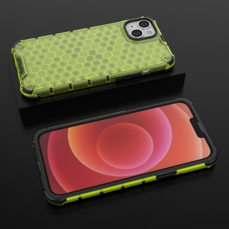 Противоударный чехол Honeycomb на For iPhone 15 - зеленый