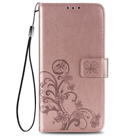 Чехол-книжка Four-leaf Clasp Embossed на Xiaomi Redmi 9A - розовое золото