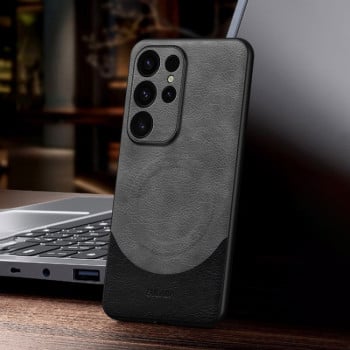 Шкіряний чохол SULADA Microfiber Leather MagSafe Magnetic для Samsung Galaxy S24 Ultra - сірий