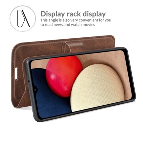 Чехол-книжка Retro Calf Pattern Buckle для Samsung Galaxy A03s - коричневый