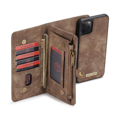 Кожаный чехол- кошелек CaseMe-008 на iPhone 11 Pro - коричневый