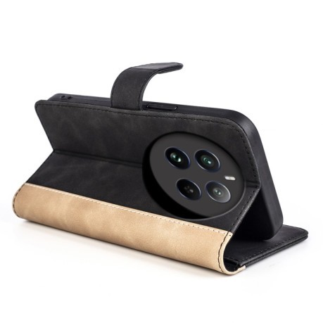 Чехол-книжка Stitching Horizontal Flip Leather  для Realme 12+ 5G - черный