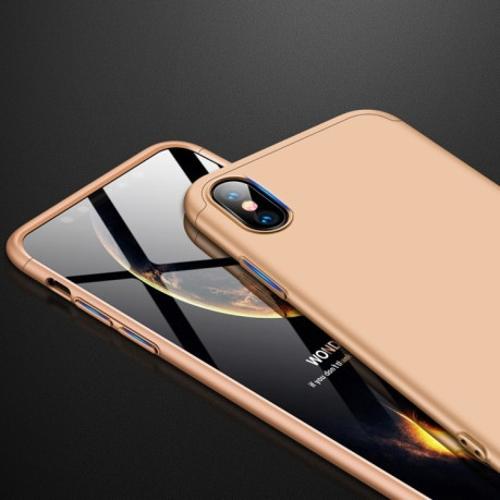 Чехол GKK Three Stage Splicing Full Coverage Case на iPhone XS Max-золотой