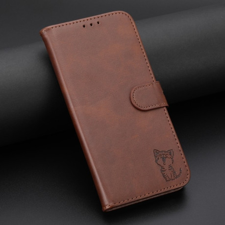 Чохол-книжка Happy Cat Pattern  для Samsung Galaxy A56 5G - коричневий