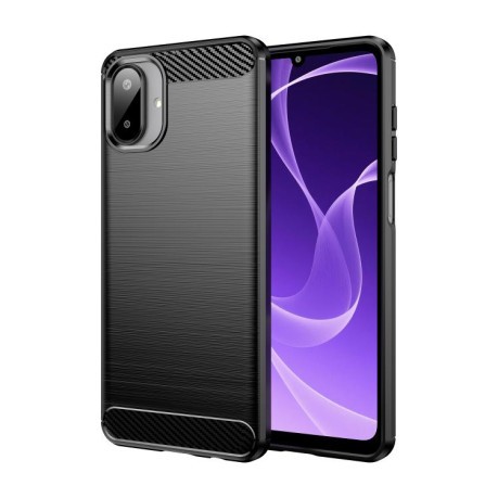 Противоударный чехол Brushed Texture Carbon Fiber на Samsung Galaxy A07 4G - черный