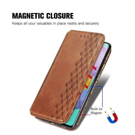 Чехол-книжка Cubic Grid на Samsung Galaxy M51 - коричневый