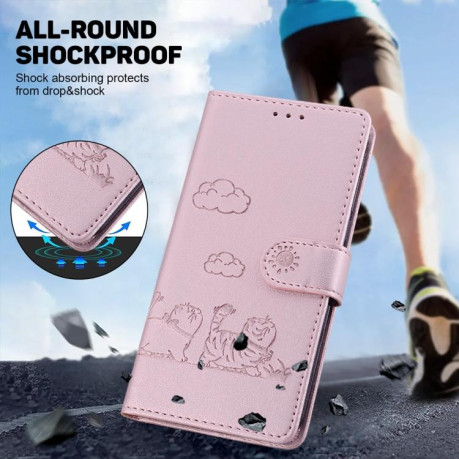 Чохол-книжка Cute Cats RFID Leather для Xiaomi Redmi Note 14 4G 164.84mm - золото