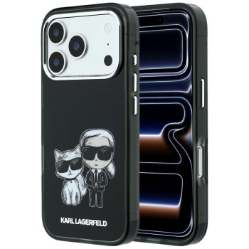 Оригинальный чехол Karl Lagerfeld Smooth Karl &amp; Choupette Bodies Sketch с MagSafe на iPhone 18 Pro / 17 Pro — черный