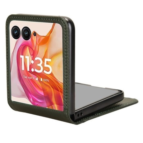 Противоударный чехол Card Slot PU Leather PC для Motorola Moto Razr 50 Ultra - зеленый