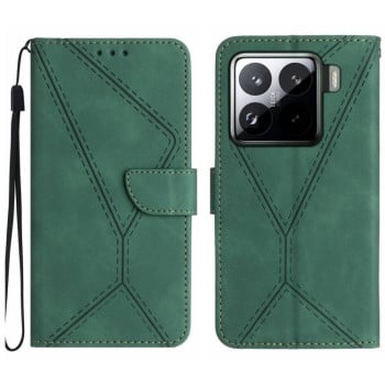 Чохол-книжка Stitching Embossed Leather для Xiaomi 15 Pro - зелений