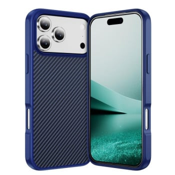Ударозахисний чохол Carbon Fiber Texture Skin-feel Acrylic на iPhone 17 Pro - синій