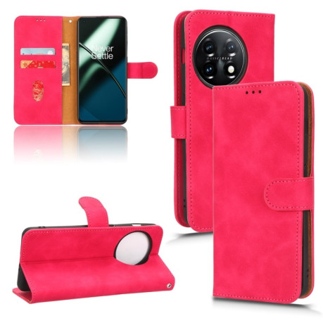 Чехол-книжка Skin Feel Magnetic для OnePlus 11 - пурпурно-красный
