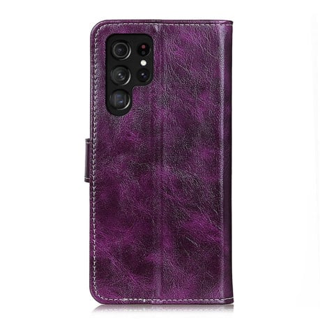 Чехол-книжка Retro Crazy Horse Texture на Samsung Galaxy S22 Ultra 5G - фиолетовый