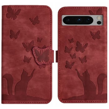 Чохол-книжка Cat Embossing Pattern на Google Pixel 8 Pro - червоний