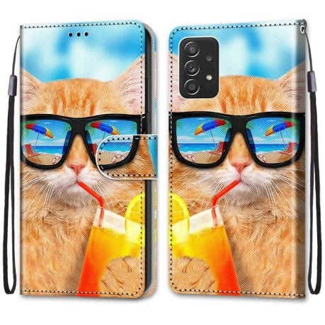 Чохол-книжка Coloured Drawing Cross Samsung Galaxy A53 5G - Cat Drinking Soda