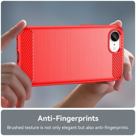 Противоударный чехол Brushed Texture Carbon Fiber на iPhone 16e - красный