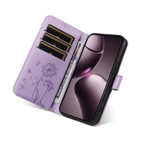 Чехол-книжка Dandelion Embossed Pattern Flip Leather на Xiaomi 15T 5G - фиолетовый