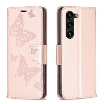 Чехол-книжка Butterflies Pattern для Samsung Galaxy S24+ 5G - розовое золото