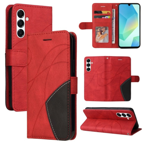 Чехол-книжка Dual-color Splicing Flip Leather для Samsung Galaxy A26 5G - красный