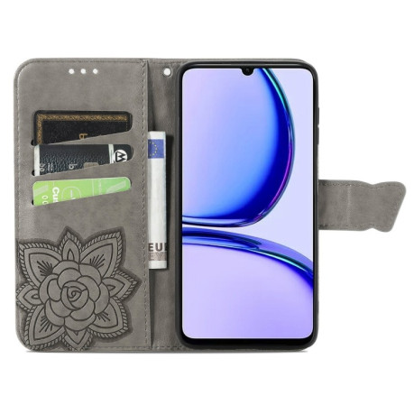 Чехол-книжка Butterfly Love Flower Embossed для Realme C53/C51 - серый