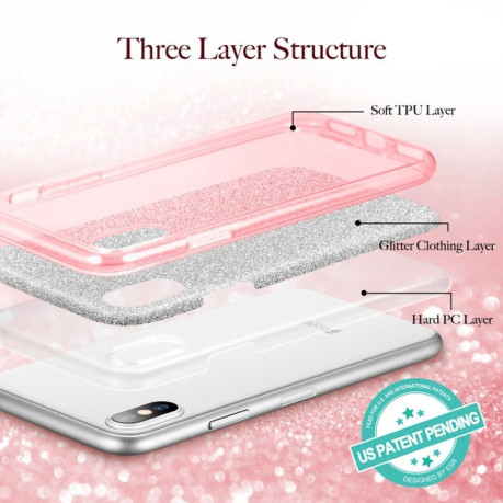 Чехол ESR Makeup Series  Glitter Case на  iPhone X -розовое золото