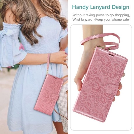 Чехол-книжка Peony Flowers Imprint Leather на Samsung Galaxy A36 - розовый