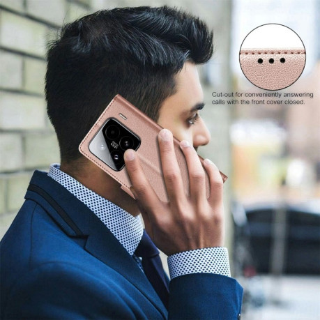 Чохол-книжка Litchi Texture RFID Anti-theft Leather для Xiaomi 15 Pro - золотий