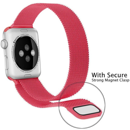 Браслет з нержавіючої сталі Milanese Loop Magnetic для Apple Watch Series 7 45mm / 44mm / 42mm - рожевий