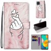 Чехол-книжка Coloured Drawing Cross для Samsung Galaxy M32/A22 4G 4G - Pink Hands Heart