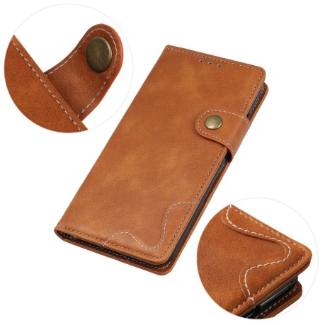 Кожаный чехол-книжка S-Type Stitching Calf для Samsung Galaxy M53 5G - коричневый