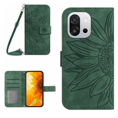 Чехол-книжка Skin Feel Sun Flower для OnePlus 13T - зеленый