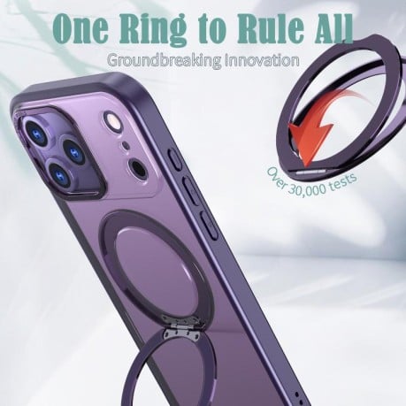 Чехол kalebol с MagSafe и подставкой 360 Metal Ring Holder на iPhone 17 Pro - фиолетовый