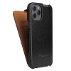 Шкіряний фліп-чохол Fierre Shann Retro Oil Wax Texture на iPhone 12 Pro Max - чорний