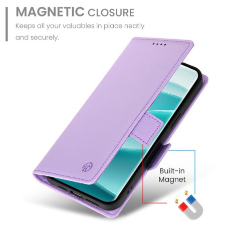 Чехол-книжка Side Buckle Magnetic Frosted Leather для Xiaomi Redmi Note 14 Pro 4G - фиолетовый