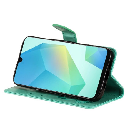 Чехол-книжка Cat Embossing Pattern на Samsung Galaxy A26 5G - зеленый