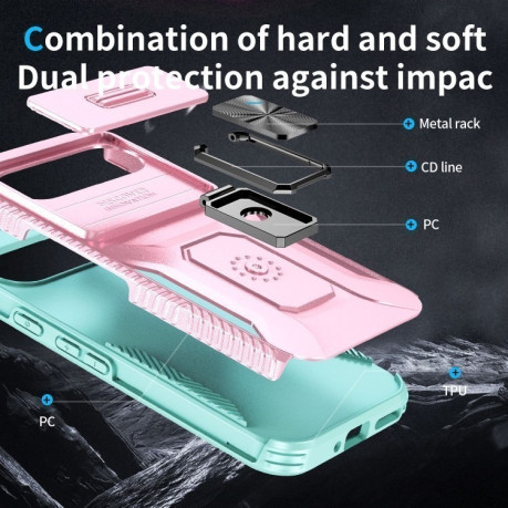 Протиударний чохол Sliding Camshield для Google Pixel 9 Pro XL - Pink + Grey Green