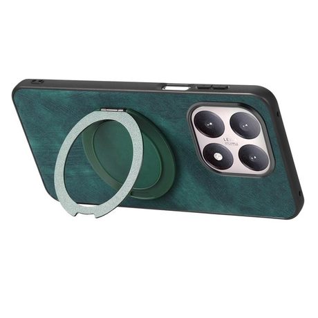 Чехол Retro Leather Rotation Round Holder с поворотным круглым держателем для Xiaomi 15T — зелёный