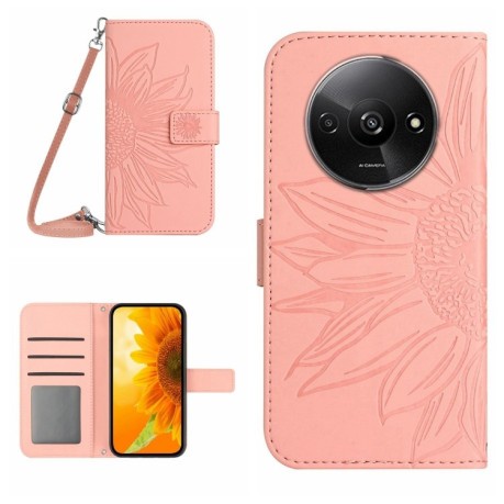 Чехол-книжка Skin Feel Sun Flower для Xiaomi Redmi A3 - розовый