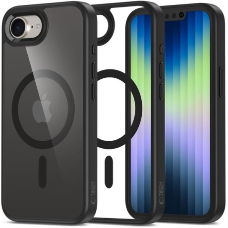 Чехол Tech-Protect MagMat MagSafe для iPhone 16e - Black-Transparent