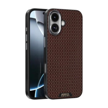 Ультратонкий чехол ABEEL Ruyi Pattern 6D Micro Relief MagSafe Leather на iPhone 17 - коричневый