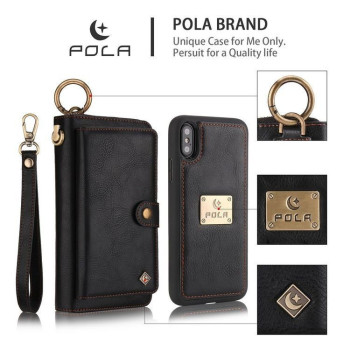 Кожаный чехол-клатч Pola на iPhone 11  Pro Max - черный
