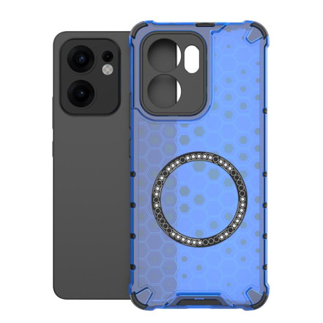 Противоударный чехол Honeycomb Magnetic Ring Shockproof на OPPO Reno13 F 5G Global - синий