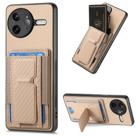 Противоударный чехол Carbon Fiber Card Bag для Xiaomi Poco F7 Ultra - хаки