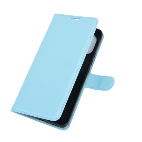 Чехол-книжка Litchi Texture на Xiaomi Mi 11 - голубой