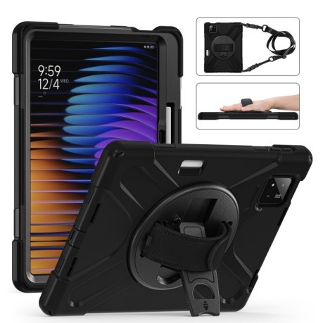 Чехол Rotatable Holder Silicone Hybrid PC для Xiaomi Pad 7 / 7 Pro - черный