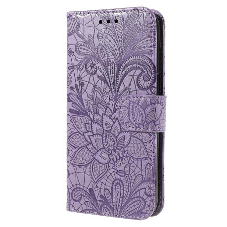 Чехол-книжка Lace Flower для Realme 14 Pro+ - фіолетовий