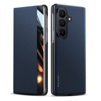 Чохол-книжка Sulada з вікном і фактурою кевлара 600D на Samsung Galaxy Fold8 Ultra 5G — синій