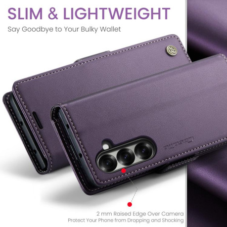 Чехол-книжка CaseMe 023 Butterfly Buckle Litchi Texture RFID Anti-theft Leather для Samsung Galaxy Fold 7 - фиолетовый
