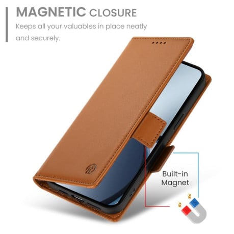 Чохол-книжка Side Buckle Magnetic Frosted Leather на Realme C75 / Realme 14x - коричневий